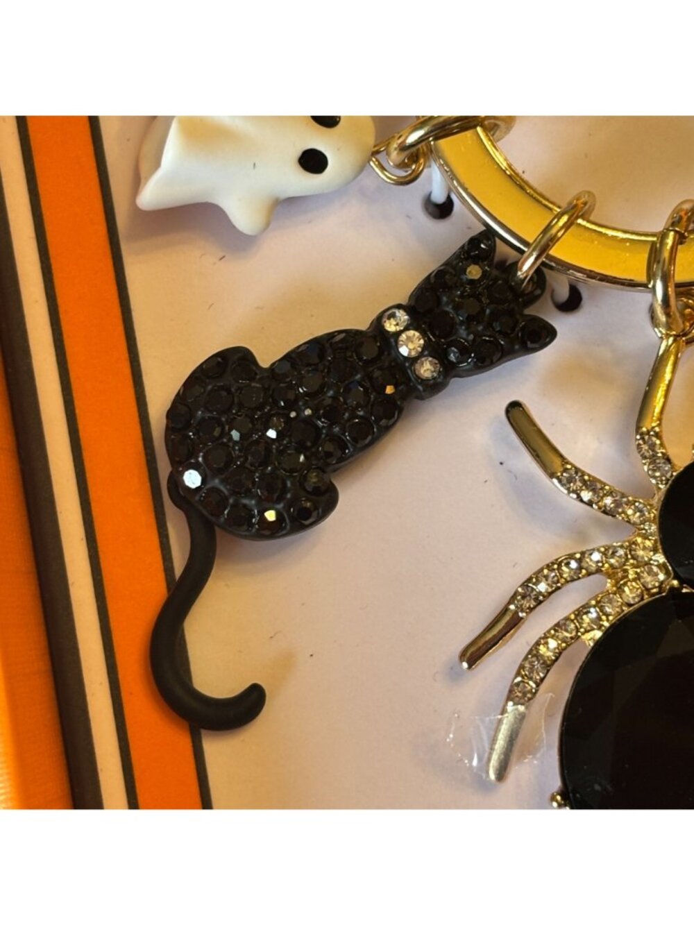 True To Form Halloween Handbag Charm Pumpkin Spider Black Cat Ghost Keyring Clip - Picture 4 of 13